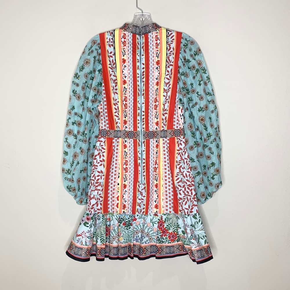Alice + Olivia Raya Mandarin Collar Mini Dress (Sz 4) Paloma Floral Print - Picture 11 of 16